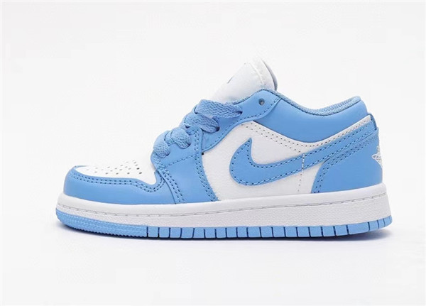 Youth Running Weapon Air Jordan 1 Blue/White Low Top Shoes 0081